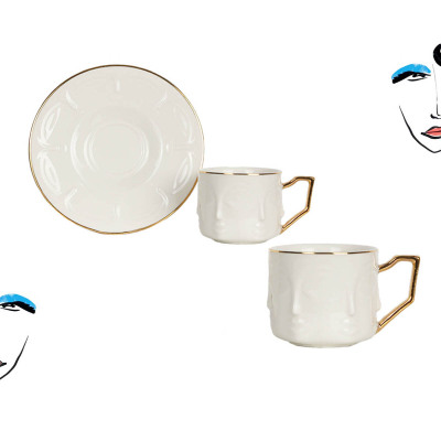 Lucky Art Fincan Takımı Illustration Gold 12 Parça - LUCKY ART