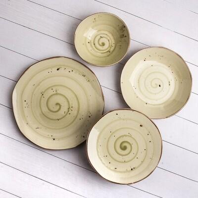 Marianna Reactive Organik Form Fıstık Yeşili 24 Parça 6 Kişilik Yemek Takımı - MARIANNA