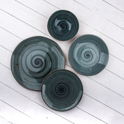 Marianna Reactive Organik Form Koyu Mavi 24 Parça 6 Kişilik Yemek Takımı - MARIANNA