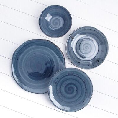 Marianna Reactive Organik Form Mavi 24 Parça 6 Kişilik Yemek Takımı - MARIANNA