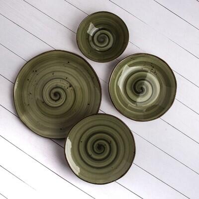 Marianna Reactive Organik Form Yağ Yeşili 24 Parça 6 Kişilik Yemek Takımı - MARIANNA