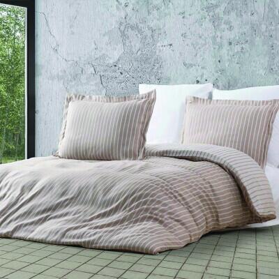 Maxstyle Bambu Çizgili Bej Tek Kişilik Nevresim Takımı - MAXSTYLE