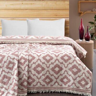 Maxstyle Damask Jakarlı Çift Kişilik Pike Mürdüm 220x240 cm - MAXSTYLE