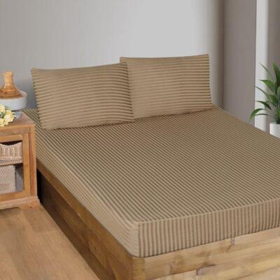 Maxstyle Fitted Saten Çift Kişilik Çarşaf + Yastık Kılıfı Kahve Rengi - MAXSTYLE