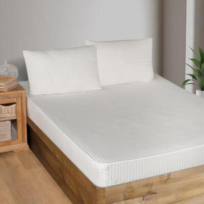 Maxstyle Fitted Saten Çift Kişilik Çarşaf + Yastık Kılıfı Krem - MAXSTYLE