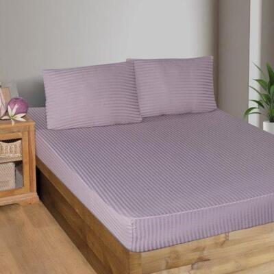 Maxstyle Fitted Saten Çift Kişilik Çarşaf + Yastık Kılıfı Lila - MAXSTYLE