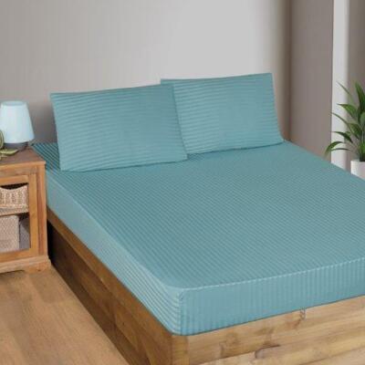 Maxstyle Fitted Saten Çift Kişilik Çarşaf + Yastık Kılıfı Petrol - MAXSTYLE