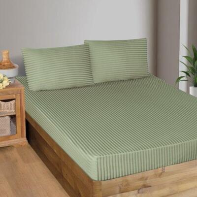 Maxstyle Fitted Saten Çift Kişilik Çarşaf + Yastık Kılıfı Yeşil - MAXSTYLE