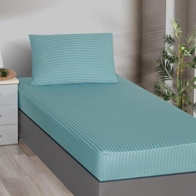 Maxstyle Fitted Saten Tek Kişilik Çarşaf + Yastık Kılıfı Petrol - MAXSTYLE