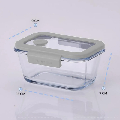 Neoflam Fika Glace Vakumlu Cam Saklama Kabı 460 ML Gri - NEOFLAM