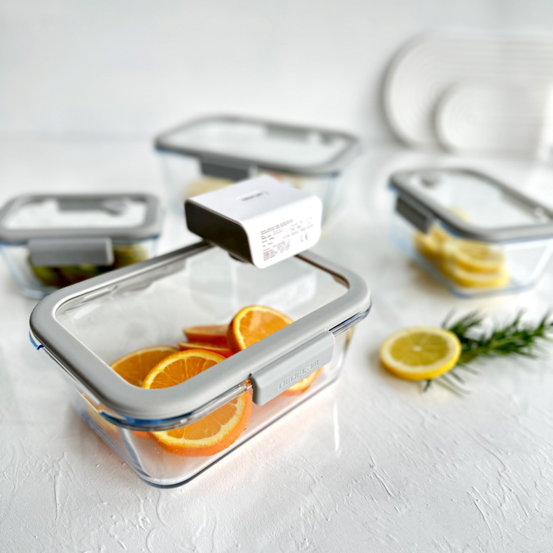 Neoflam Fika Glace Vakumlu Cam Saklama Kabı Gri 5 Parça Set - 1