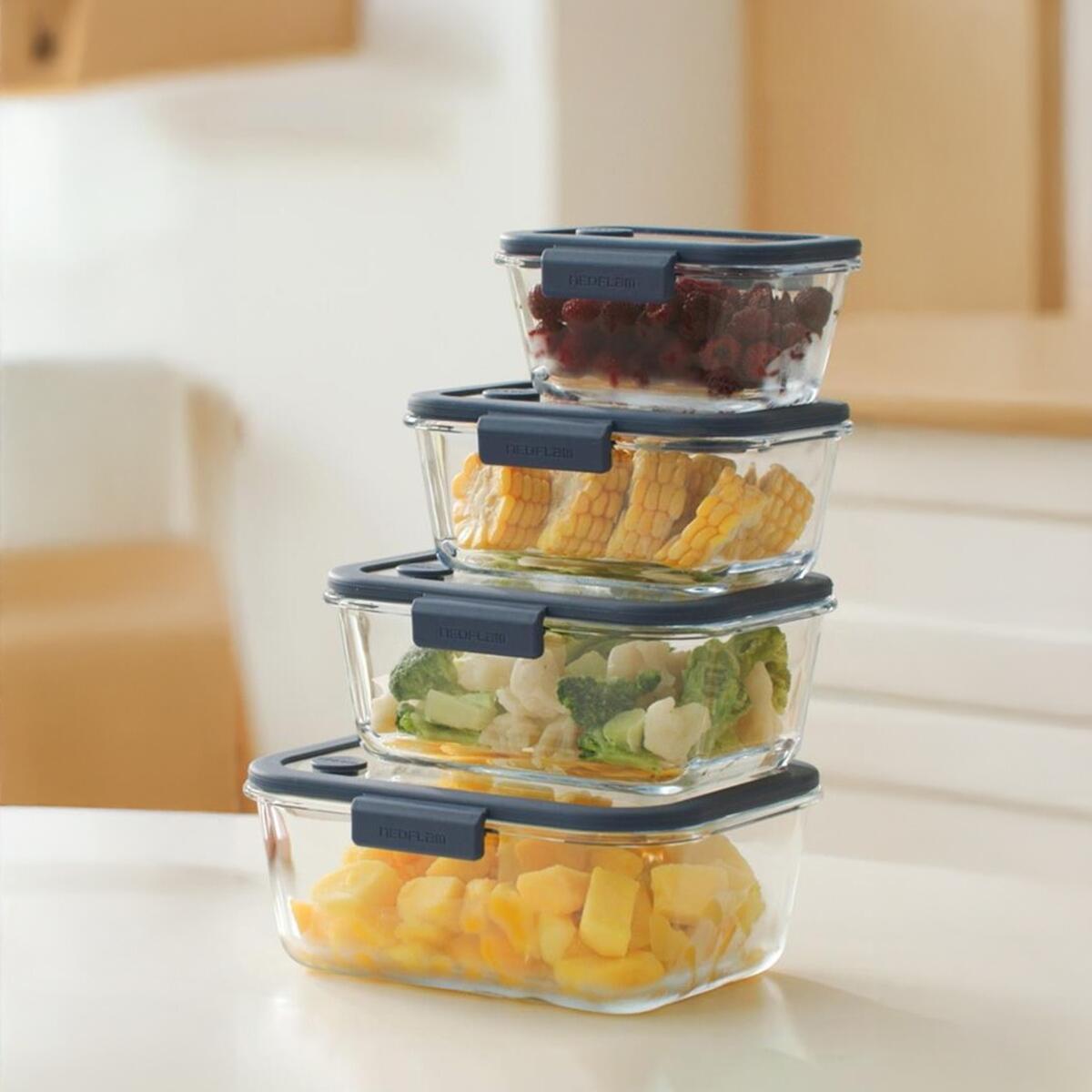 Neoflam Fika Glace Vakumlu Cam Saklama Kabı Mavi 5 Parça Set - NEOFLAM