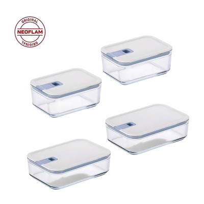 Neoflam Perfect Seal Dikdörtgen Cam Saklama Kabı Seti 4 Parça 1100ML + 1600ML - NEOFLAM