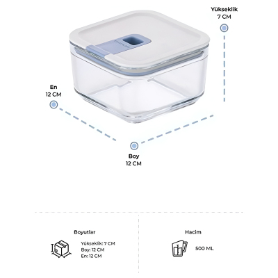Neoflam Perfect Seal Kare Cam Saklama Kabı Bej 500 ml - 3
