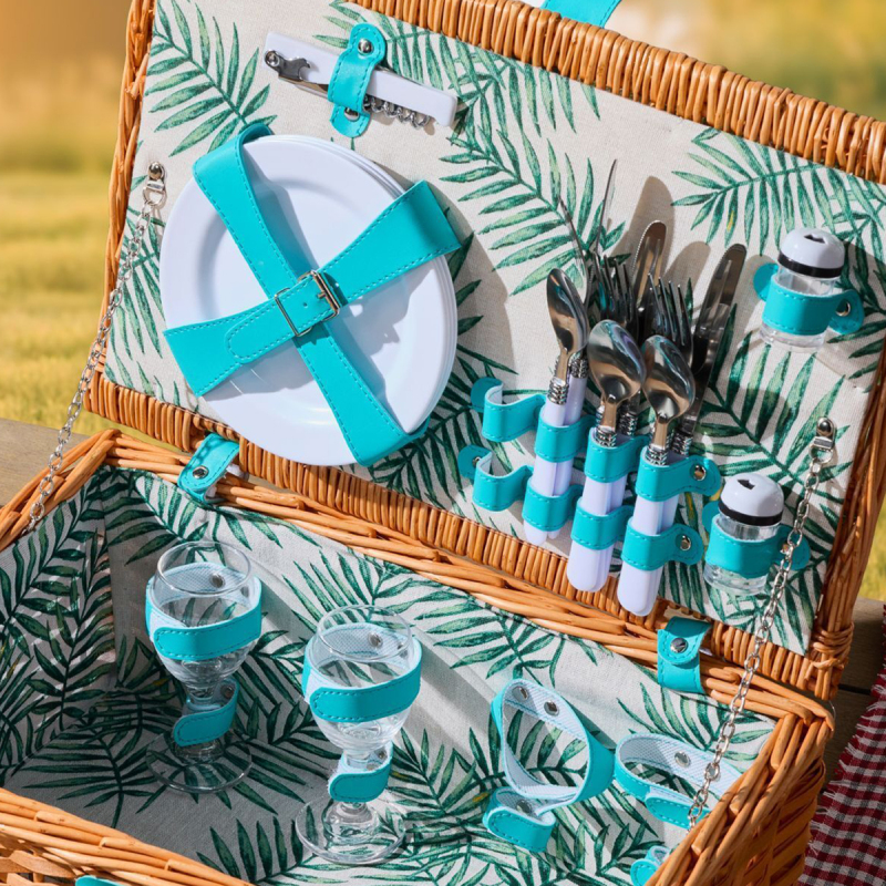 Perotti Cestino Italy 4 Kişilik Mavi Astarlı Piknik Sepeti - 3