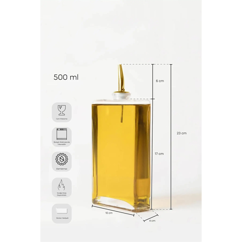 Perotti Molivet 3'lü Gold Kapak Cam Yağdanlık Sosluk Sirkelik 350-500-750 ml - 6