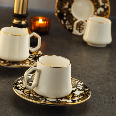 Sandro Moreno 1453 Burçlar Geometrik Gold 12 Parça 6 Kişilik Kahve Fincan Takımı 90 ml - 1