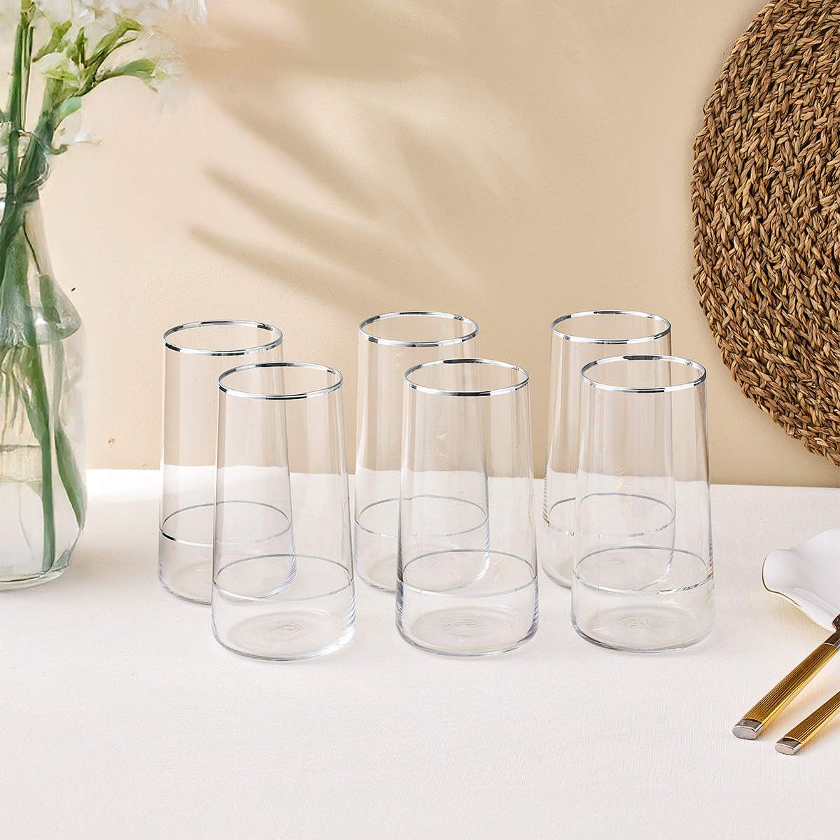 Sandro Moreno Dolce Vita 6'lı Meşrubat Bardağı Çift Platin 540 cc - SANDRO MORENO