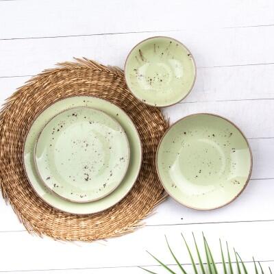 Tulu 24 Parça Yemek Seti Fıstık Yeşil File - TULU