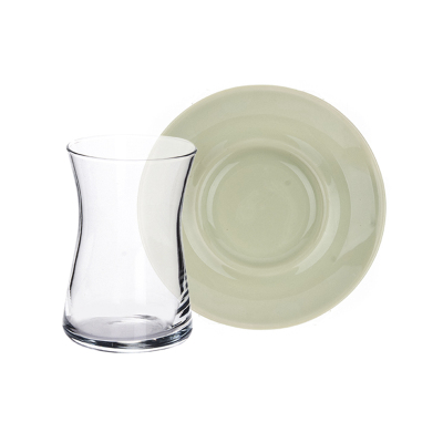 Tulu Beyza Soft Fıstık Yesil 12 Parça 6 Kişilik Çay Seti - TULU PORSELEN