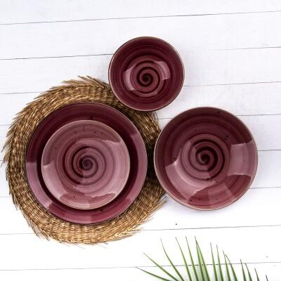 Tulu Deniz 24 Parça Yemek Seti Mürdüm - TULU