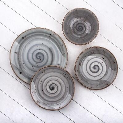 Tulu Deniz 24 Parça Yemek Seti Reactive 67 Gri - TULU