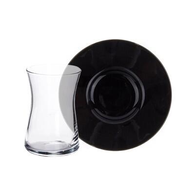 Tulu Heybeli 12 Parça Çay Seti Antik 64 Siyah - TULU