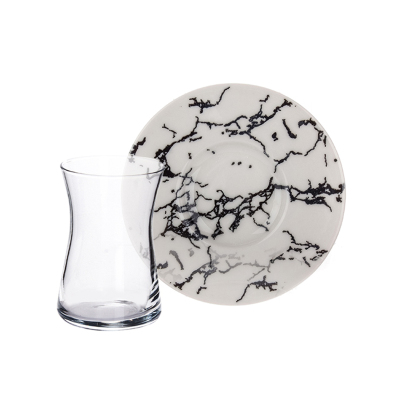 Tulu Heybeli 12 Parça Çay Seti Bsh1164 Siyah - TULU PORSELEN