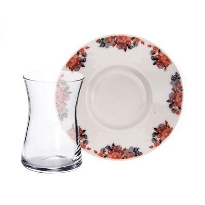 Tulu Heybeli Çay Seti 12 Parça Dijital - TULU PORSELEN