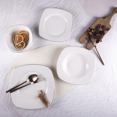 Tulu Kare Platin 24 Parça 6 Kişilik Yemek Takımı - TULU PORSELEN