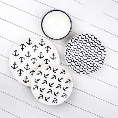 Tulu Klasik Form Çapa Halat 24 Parça 6 Kişilik Yemek Takımı - TULU PORSELEN