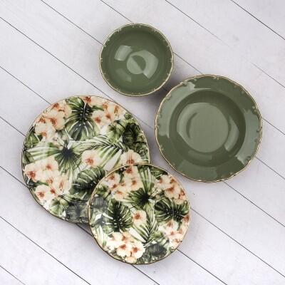 Tulu Liana Yemek Seti 24 Parça Yeşil Db2416 - TULU