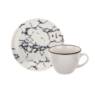 Tulu Luna 12 Parça Çay Takımı Bs11-64 Siyah Tampon - TULU PORSELEN