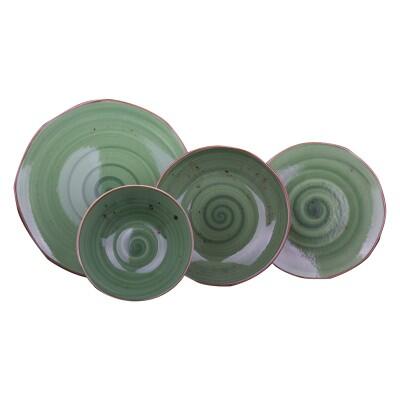 Tulu Ractive Organik Form Çağla Yeşili 24 Parça 6 Kişilik Yemek Takımı - TULU PORSELEN