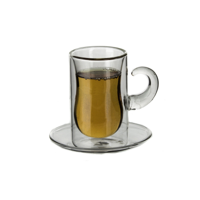 Ultraform Cift Cidarlı Cam Bardak Tabaklı 100ml - ULTRAFORM