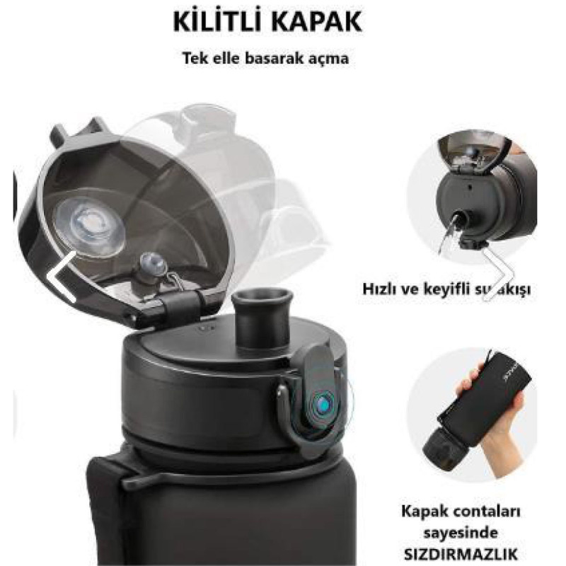 Uzspace Tritan Matara Dinamik Turuncu 1000 ml - 3