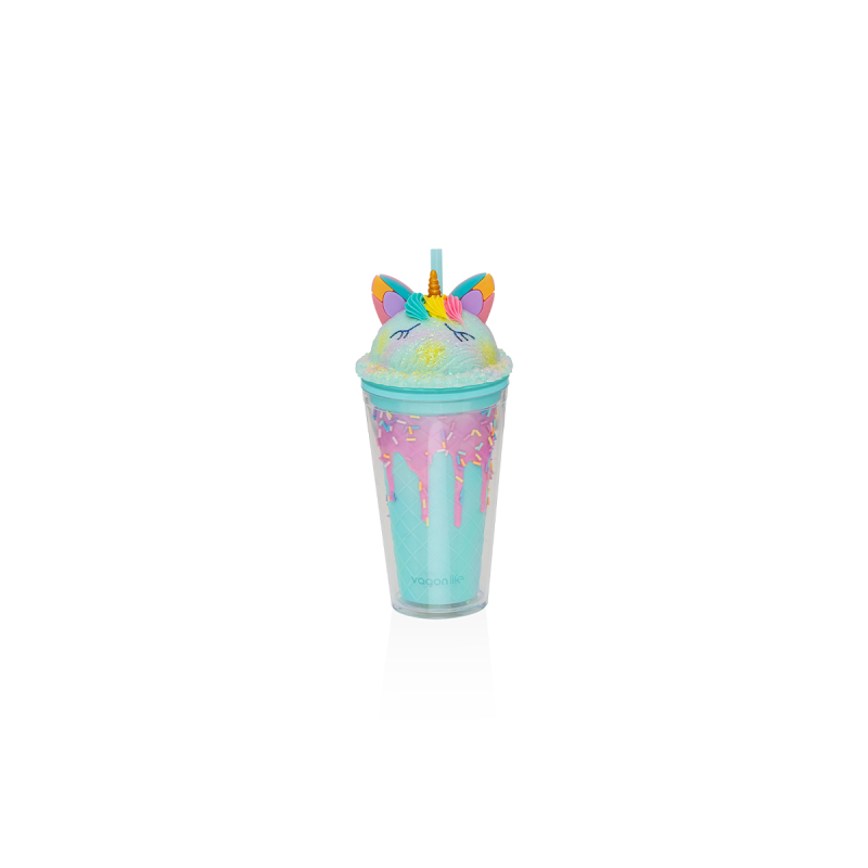 Vagonlife Pipetli Dondruma Unicorn Bardak Yeşil 450 ml - 1