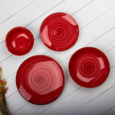 Yegane 24 Parça Yemek Seti Trend Kırmızı - YEGANE